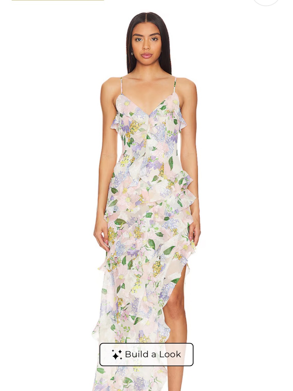 Elliatt Pastel Floral Asymmetrical Ruffle Dress